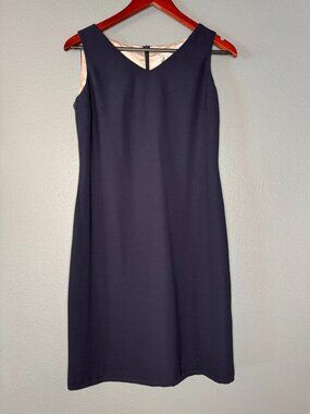 Navy Blue Sheath Dress Size 6 Danny and Nicole Sleeveless V Neck Career